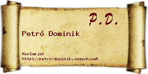 Petró Dominik névjegykártya